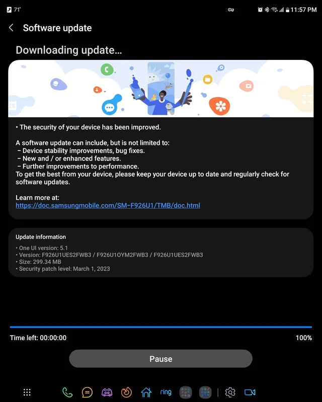 Samsung Fold 3 March 2023 update