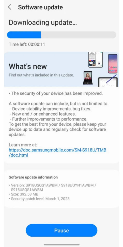 T-Mobile Galaxy S23 March 2023 update
