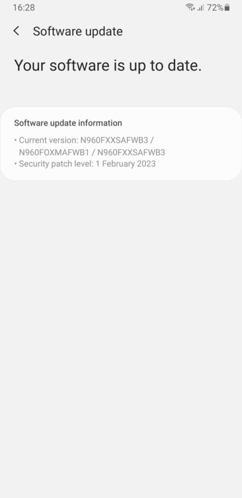 Samsung Galaxy Note 9 February 2023 Update