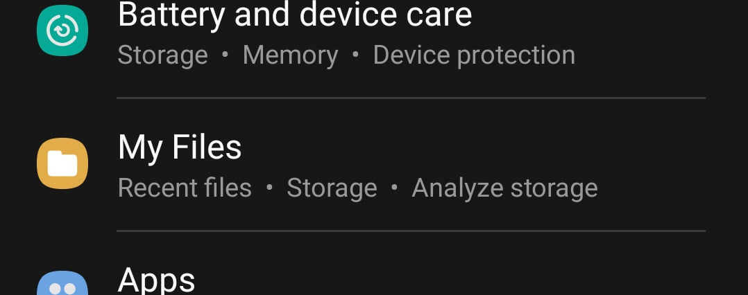 Samsung My Files joins Settings