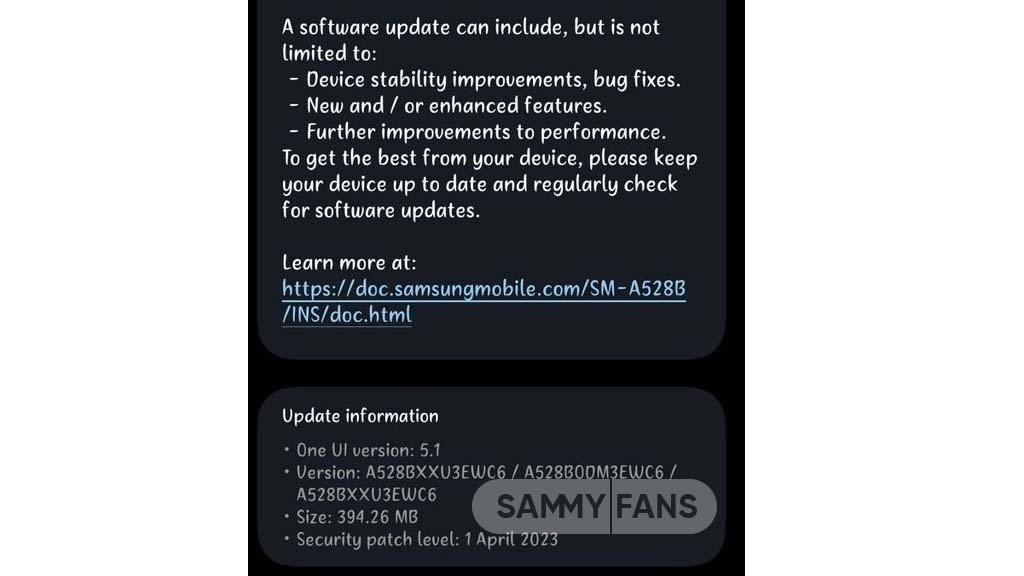 Samsung Galaxy A52s April 2023 update India