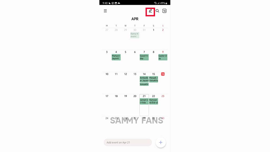 Samsung Calendar April 2023 update 
