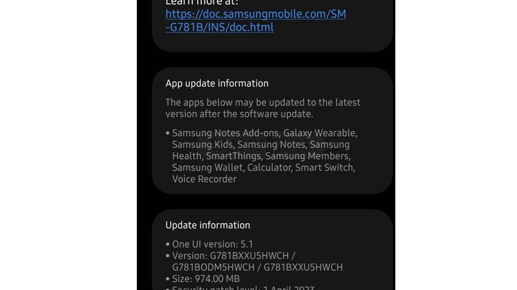 Samsung S20 FE A34 April 2023 update India