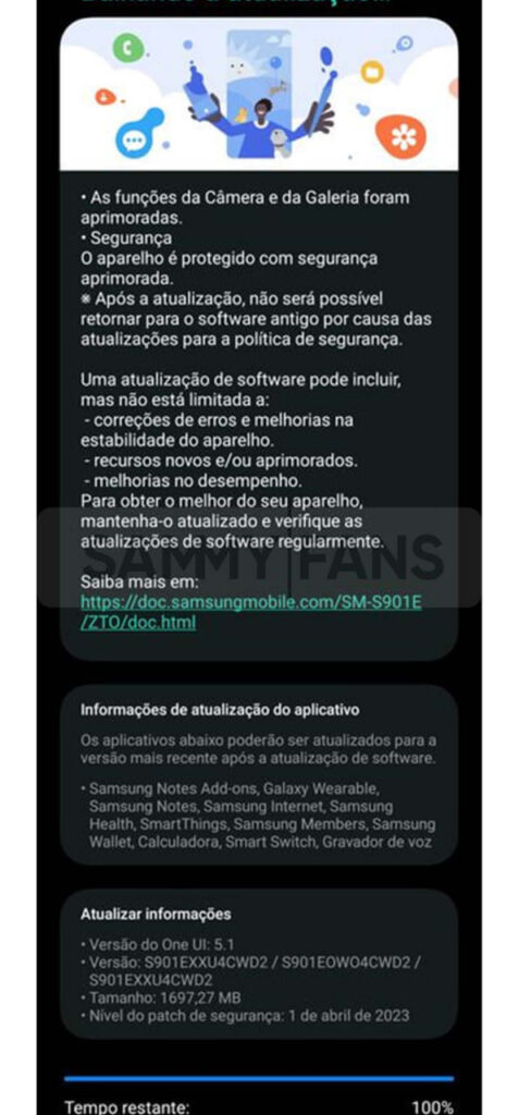 Samsung Galaxy S22 second April 2023 update 