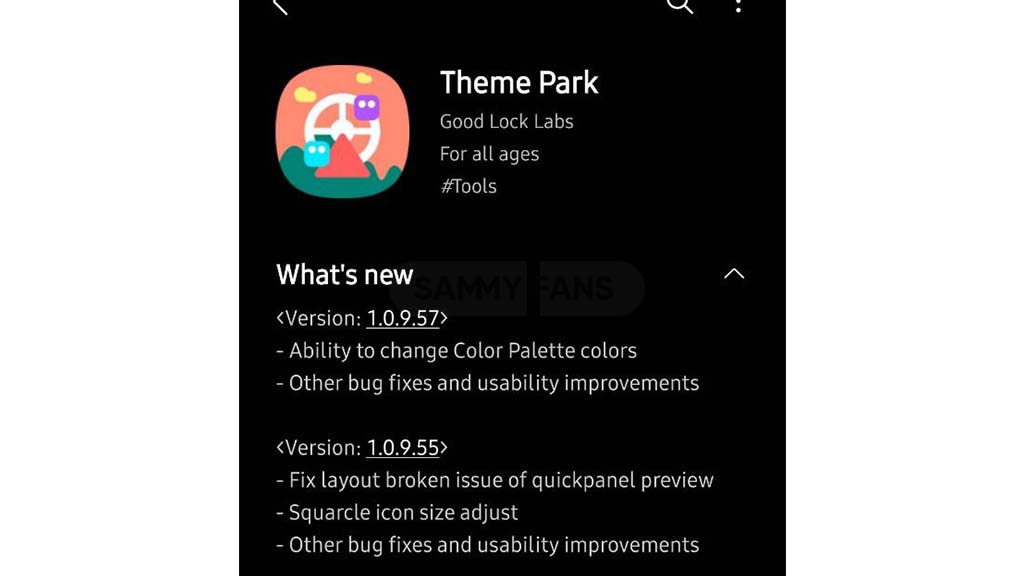 Samsung Theme Park color palette