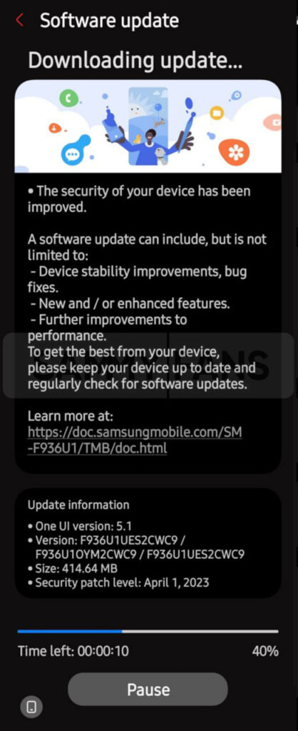 Samsung Fold4 Flip4 April 2023 update