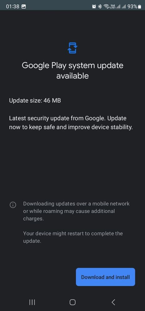 April 2023 Google Play System update Samsung