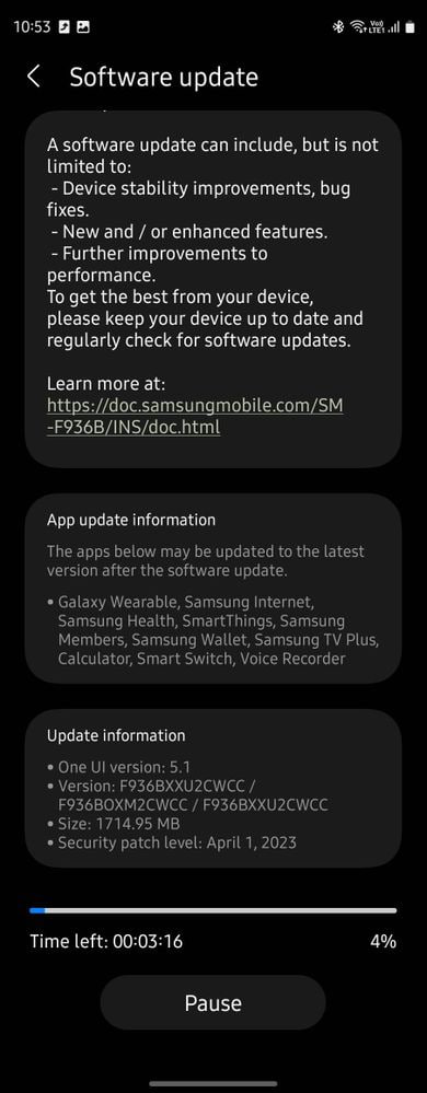 Samsung Galaxy Z Fold4 April 2023 update India