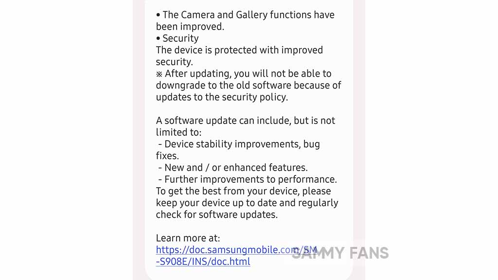 Samsung Galaxy S22 Camera update India