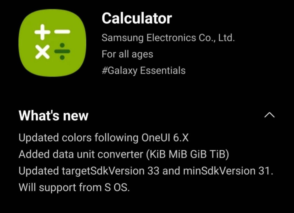 Samsung Calculator One UI 6 support
