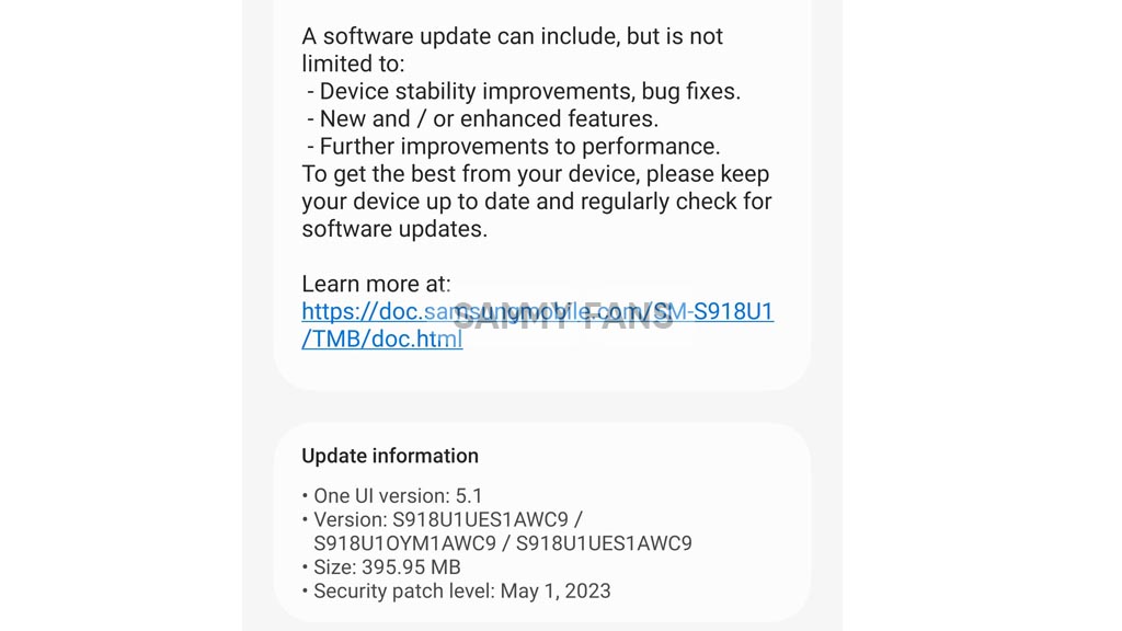Samsung Galaxy S23 May 2023 update Unlocked