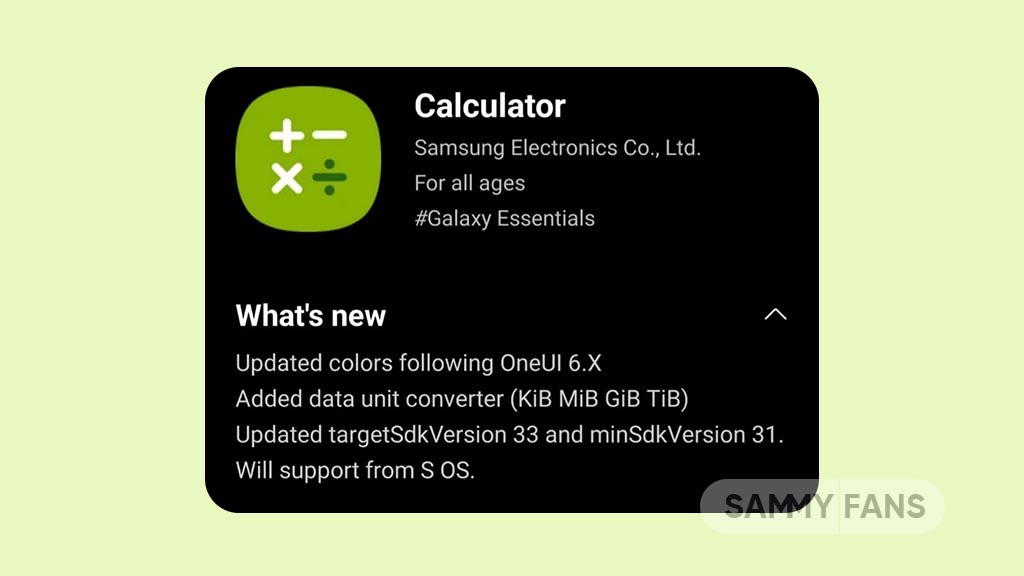 Samsung Calculator One UI 6 support