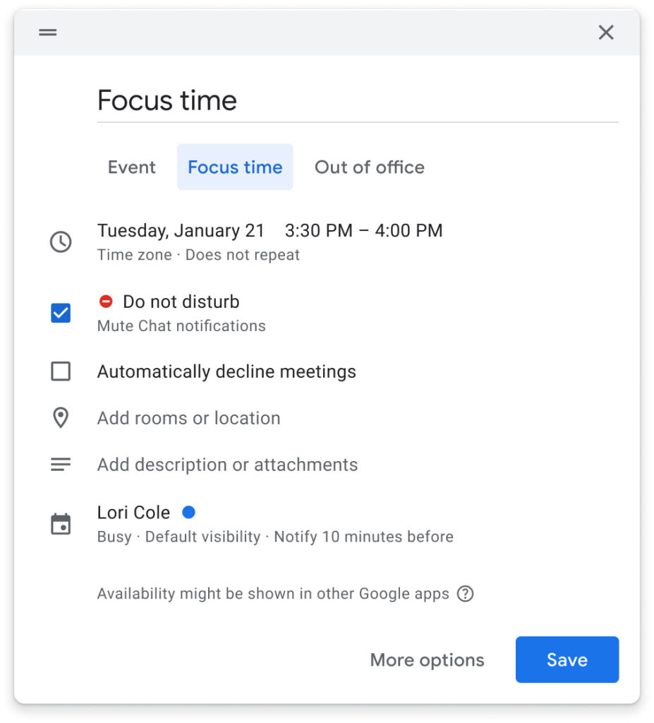 Google Calendar Mute Notification 