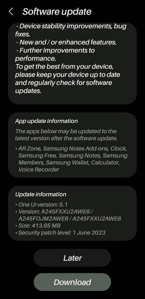 Samsung Galaxy A24 June 2023 update 