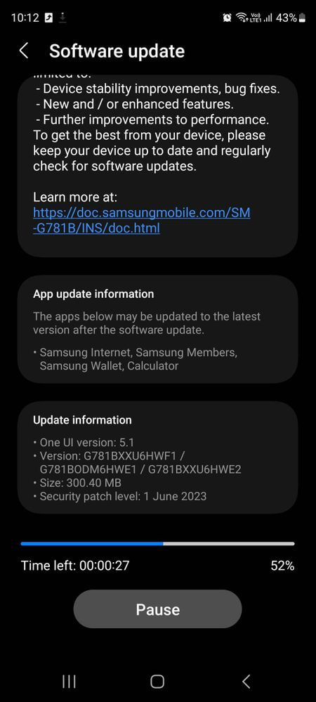 Samsung Galaxy Note 10 Lite S20 FE June 2023 update
