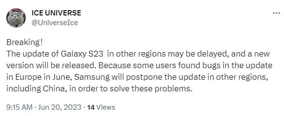 Samsung Galaxy S23 June 2023 Update