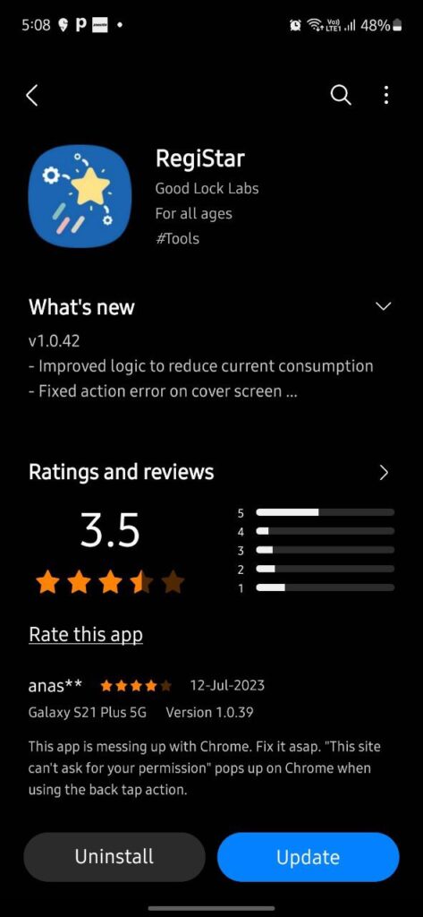 Samsung RegiStar 1.0.42 update