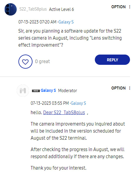 Samsung Galaxy S22 Camera Zoom Animation