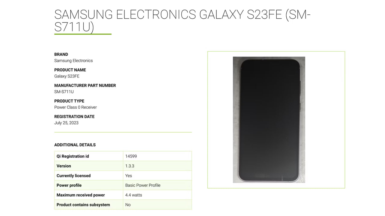 Samsung Galaxy S23 FE live image