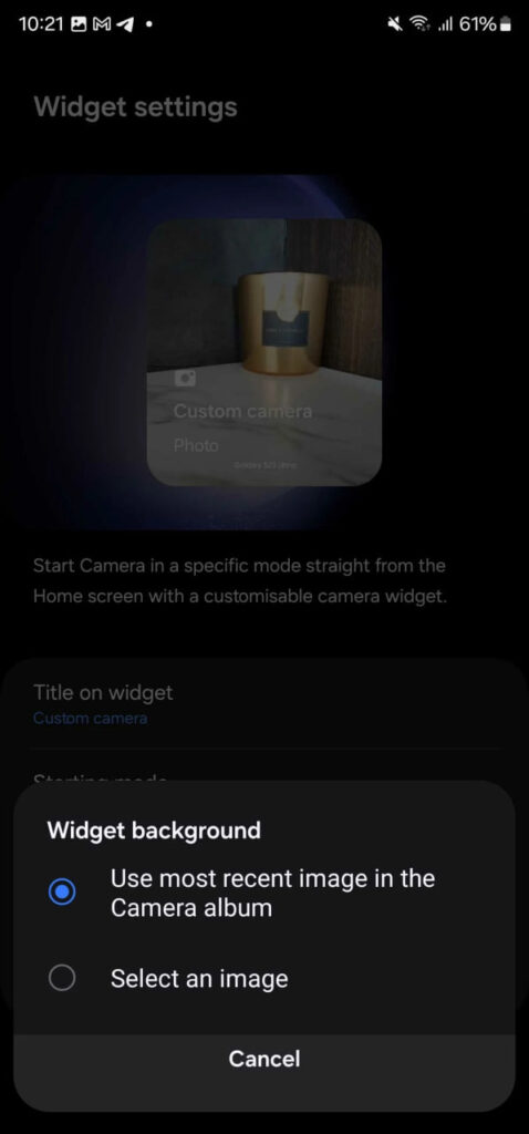 Custom camera widgets One UI 6.0