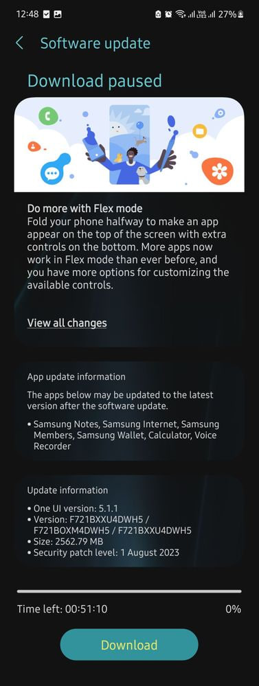 Samsung Galaxy Z Flip 4 One UI 5.1.1 update