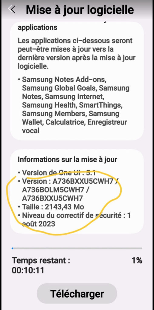 Samsung Galaxy A73 september 2023 update