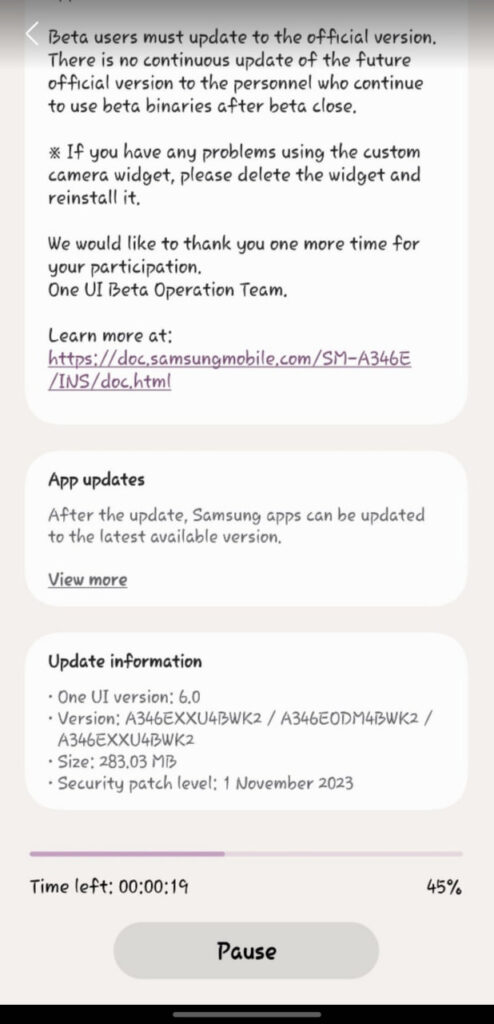 Samsung Galaxy A34 One UI 6 update 