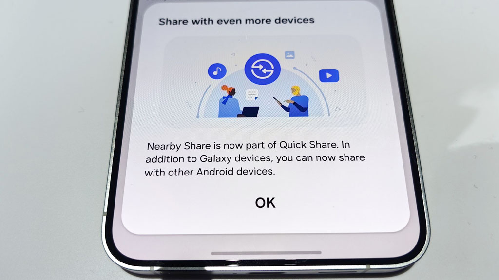 Samsung Quick Share Android 14 update