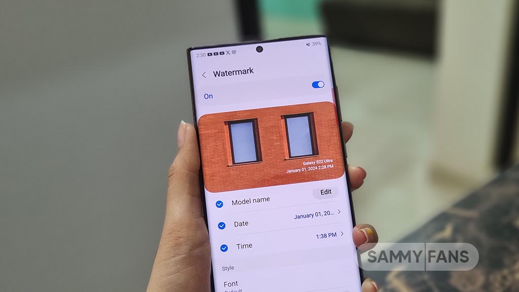 Samsung One UI 6.0 Camera Watermark feature