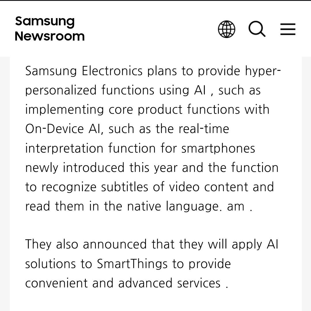 Samsung Galaxy S24 On-device AI features
