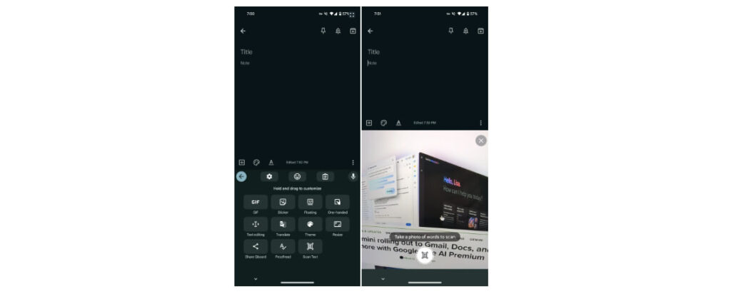 Gboard scan text