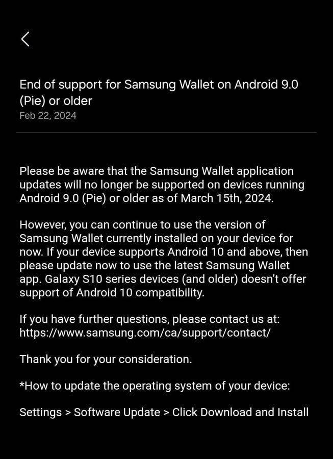 Samsung Wallet Android 9 