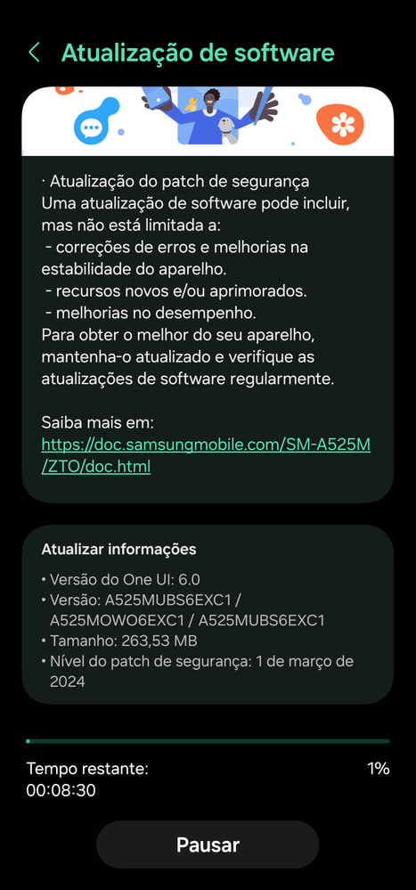 Galaxy A52 March 2024 update Brazil