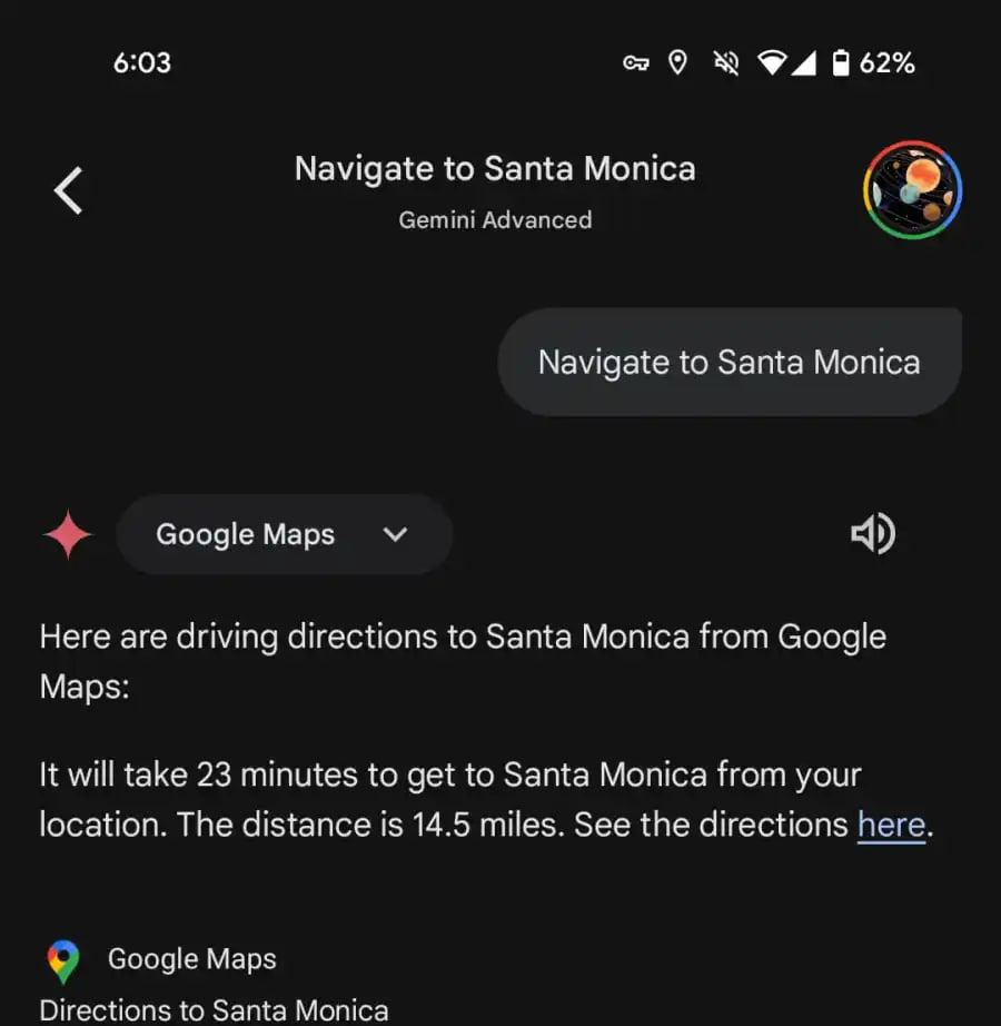 Google maps GEmini voice