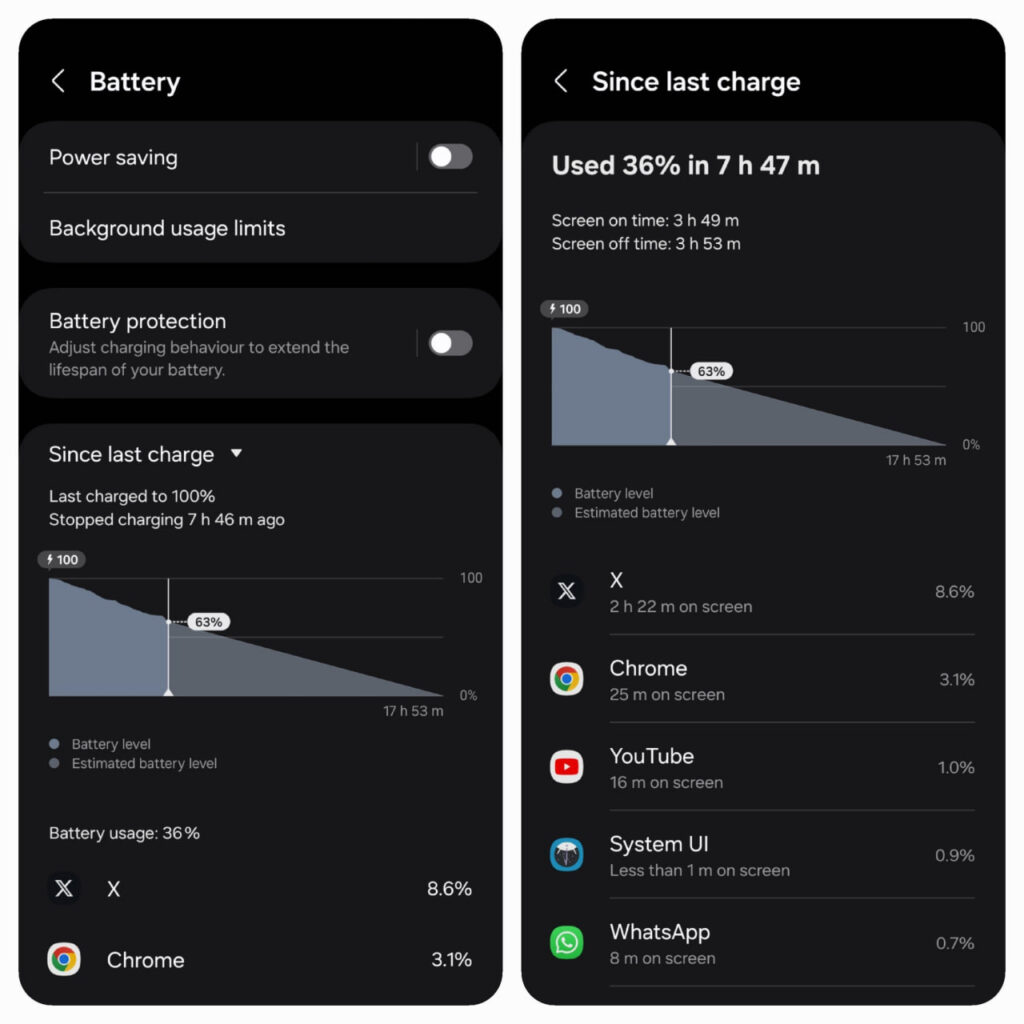 Samsung Battery last charge option