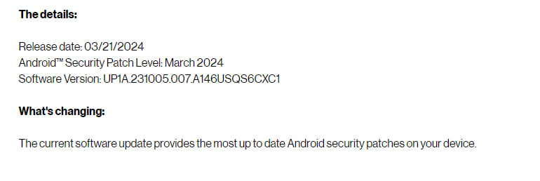 Samsung Galaxy A14 March 2024 update US