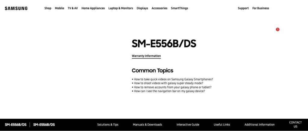 Samsung Galaxy F55 support page 