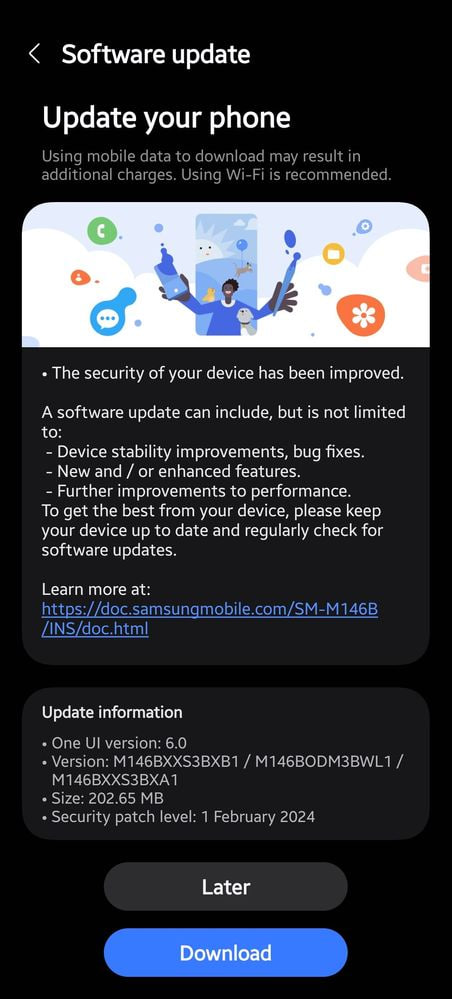  Samsung Galaxy M14 February 2024 update 