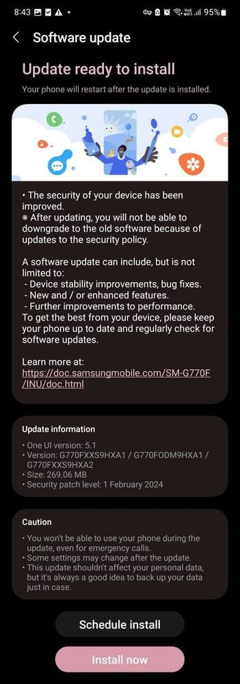 Samsung Galaxy S10 Lite update 