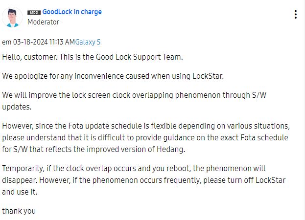 Samsung LockStar Clock bug