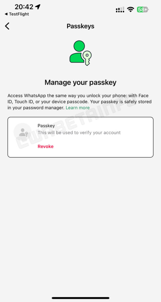 WhatsApp passkey iOS 