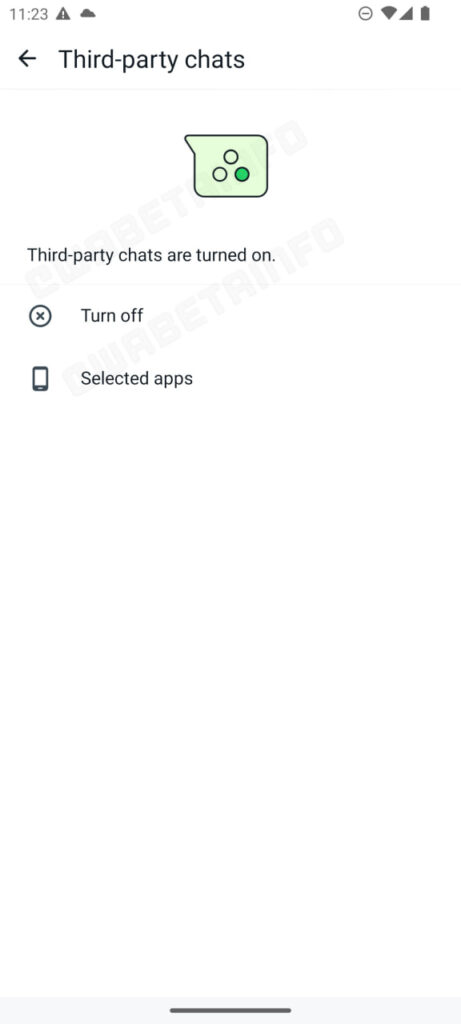 WhatsApp third-party chat turn off 