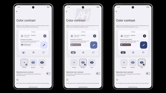 Google Android 15 color contrast