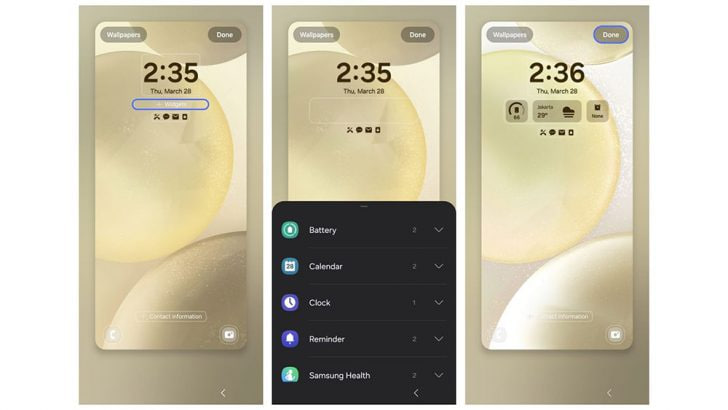 Samsung One UI 6.1 Lock Screen Widgets