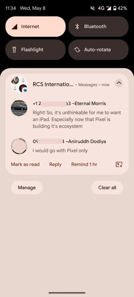Google Messages names notifications