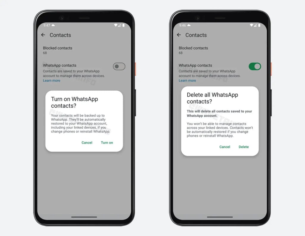 WhatsApp Contacts syncing feature