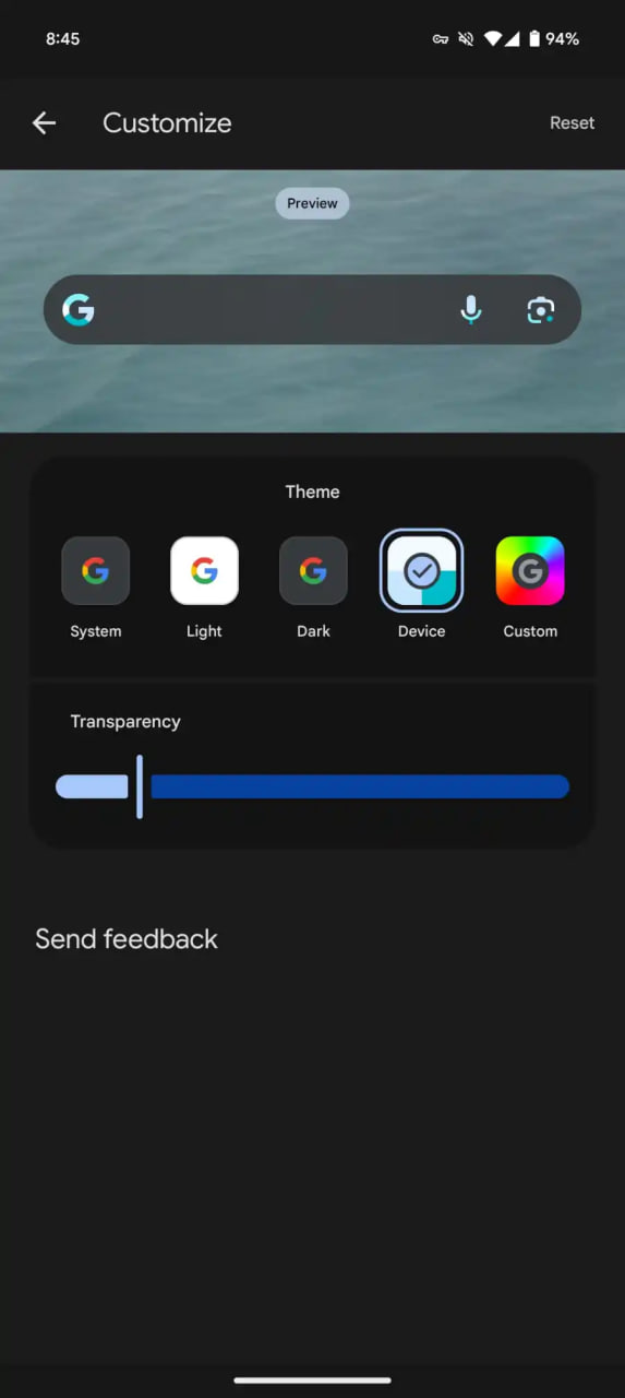 Android Search View Custom Google Search widget brings back Custom color option on Android - Sammy ...