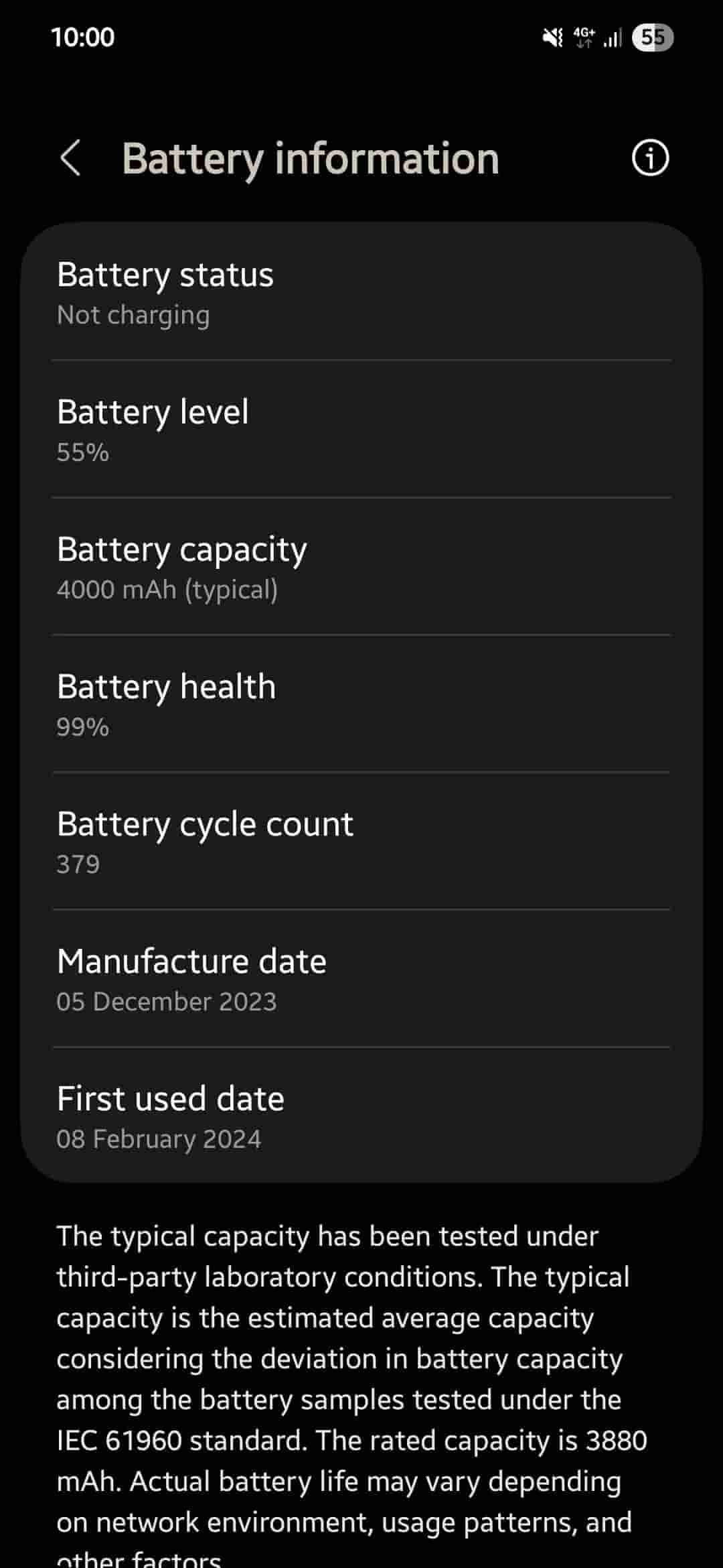 One UI 7 Battery Health and Cycle Count Stats