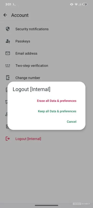 WhatsApp Logout Feature
