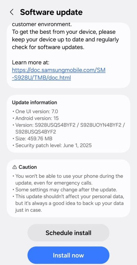 Samsung Galaxy S24 June 2025 update US